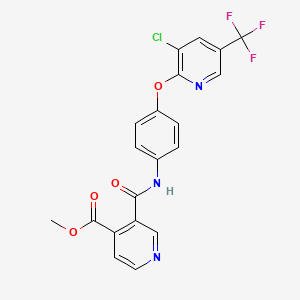 molecular formula C20H13ClF3N3O4 B2842273 Methyl 3-[(4-{[3-chloro-5-(trifluoromethyl)-2-pyridinyl]oxy}anilino)carbonyl]isonicotinate CAS No. 338415-38-6