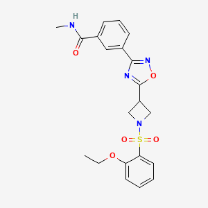 molecular formula C21H22N4O5S B2842277 3-(5-(1-((2-ethoxyphenyl)sulfonyl)azetidin-3-yl)-1,2,4-oxadiazol-3-yl)-N-methylbenzamide CAS No. 1396767-38-6