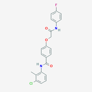 molecular formula C22H18ClFN2O3 B284228 N-(3-chloro-2-methylphenyl)-4-[2-(4-fluoroanilino)-2-oxoethoxy]benzamide 