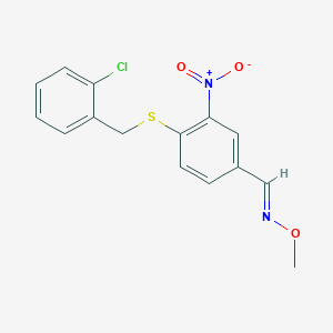 molecular formula C15H13ClN2O3S B2842292 (E)-[(4-{[(2-chlorophenyl)methyl]sulfanyl}-3-nitrophenyl)methylidene](methoxy)amine CAS No. 477852-29-2