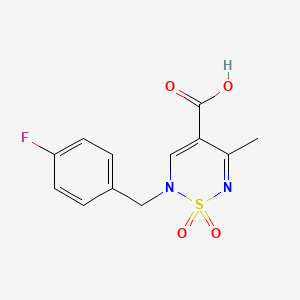 molecular formula C12H11FN2O4S B2842297 2-(4-fluorobenzyl)-5-methyl-2H-1,2,6-thiadiazine-4-carboxylic acid 1,1-dioxide CAS No. 1443978-73-1