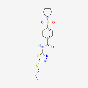 molecular formula C16H20N4O3S3 B2842301 N-(5-(丙硫基)-1,3,4-噻二唑-2-基)-4-(吡咯烷-1-基磺酰)苯甲酰胺 CAS No. 393572-57-1