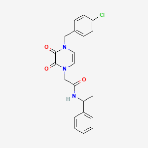 molecular formula C21H20ClN3O3 B2842302 2-(4-(4-chlorobenzyl)-2,3-dioxo-3,4-dihydropyrazin-1(2H)-yl)-N-(1-phenylethyl)acetamide CAS No. 1421512-27-7