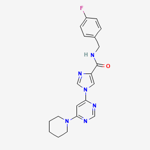 molecular formula C20H21FN6O B2842311 N~4~-(4-fluorobenzyl)-1-(6-piperidino-4-pyrimidinyl)-1H-imidazole-4-carboxamide CAS No. 1251632-47-9