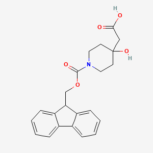 molecular formula C22H23NO5 B2842319 2-[1-(9H-芴-9-基甲氧羰基)-4-羟基哌啶-4-基]乙酸 CAS No. 2287335-60-6