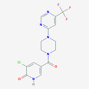 molecular formula C15H13ClF3N5O2 B2842321 (5-Chloro-6-hydroxypyridin-3-yl)(4-(6-(trifluoromethyl)pyrimidin-4-yl)piperazin-1-yl)methanone CAS No. 2034342-98-6
