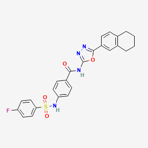 molecular formula C25H21FN4O4S B2842322 4-(4-fluorobenzenesulfonamido)-N-[5-(5,6,7,8-tetrahydronaphthalen-2-yl)-1,3,4-oxadiazol-2-yl]benzamide CAS No. 898430-63-2
