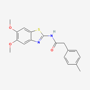molecular formula C18H18N2O3S B2842326 N-(5,6-dimethoxybenzo[d]thiazol-2-yl)-2-(p-tolyl)acetamide CAS No. 923493-17-8