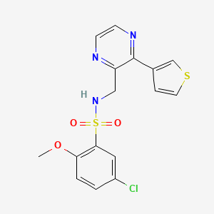 molecular formula C16H14ClN3O3S2 B2842328 5-chloro-2-methoxy-N-((3-(thiophen-3-yl)pyrazin-2-yl)methyl)benzenesulfonamide CAS No. 2034539-28-9