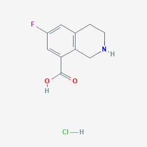 molecular formula C10H11ClFNO2 B2842329 6-Fluoro-1,2,3,4-tetrahydroisoquinoline-8-carboxylic acid hydrochloride CAS No. 1955524-35-2