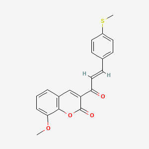 (E)-8-methoxy-3-(3-(4-(methylthio)phenyl)acryloyl)-2H-chromen-2-one