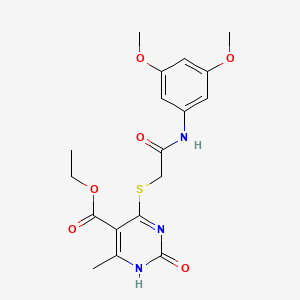 molecular formula C18H21N3O6S B2842353 乙酸-4-[2-(3,5-二甲氧基苯胺基)-2-氧代乙基]硫代-6-甲基-2-氧代-1H-嘧啶-5-羧酸酯 CAS No. 899727-17-4
