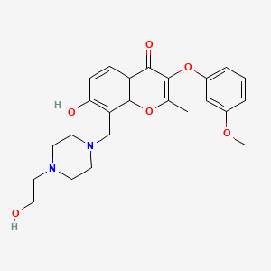 molecular formula C24H28N2O6 B2842357 7-hydroxy-8-((4-(2-hydroxyethyl)piperazin-1-yl)methyl)-3-(3-methoxyphenoxy)-2-methyl-4H-chromen-4-one CAS No. 844836-00-6