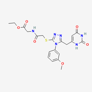 ethyl 2-(2-((5-((2,6-dioxo-1,2,3,6-tetrahydropyrimidin-4-yl)methyl)-4-(3-methoxyphenyl)-4H-1,2,4-triazol-3-yl)thio)acetamido)acetate