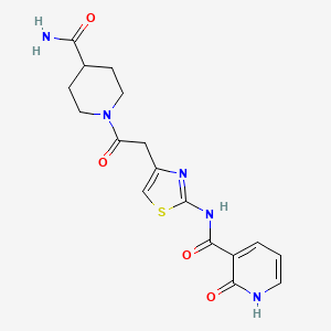N-(4-(2-(4-carbamoylpiperidin-1-yl)-2-oxoethyl)thiazol-2-yl)-2-oxo-1,2-dihydropyridine-3-carboxamide