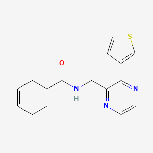 N-((3-(thiophen-3-yl)pyrazin-2-yl)methyl)cyclohex-3-enecarboxamide