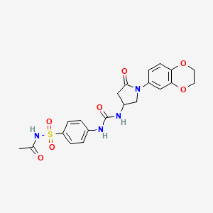 N-((4-(3-(1-(2,3-dihydrobenzo[b][1,4]dioxin-6-yl)-5-oxopyrrolidin-3-yl)ureido)phenyl)sulfonyl)acetamide