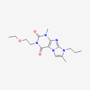 molecular formula C16H23N5O3 B2842376 3-(2-ethoxyethyl)-1,7-dimethyl-8-propyl-1H-imidazo[2,1-f]purine-2,4(3H,8H)-dione CAS No. 887463-48-1