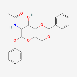 molecular formula C21H23NO6 B2842388 N-(8-羟基-6-苯氧基-2-苯基己氢吡喃[3,2-d][1,3]二噁烷-7-基)乙酰胺 CAS No. 1093408-07-1