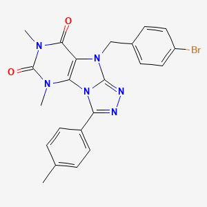 molecular formula C22H19BrN6O2 B2842398 9-(4-bromobenzyl)-5,7-dimethyl-3-(p-tolyl)-5H-[1,2,4]triazolo[4,3-e]purine-6,8(7H,9H)-dione CAS No. 921884-91-5