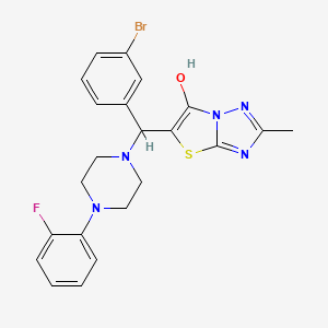 molecular formula C22H21BrFN5OS B2842400 5-((3-Bromophenyl)(4-(2-fluorophenyl)piperazin-1-yl)methyl)-2-methylthiazolo[3,2-b][1,2,4]triazol-6-ol CAS No. 869344-08-1