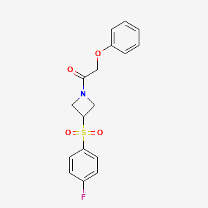 molecular formula C17H16FNO4S B2842405 1-(3-((4-Fluorophenyl)sulfonyl)azetidin-1-yl)-2-phenoxyethanone CAS No. 1795298-70-2