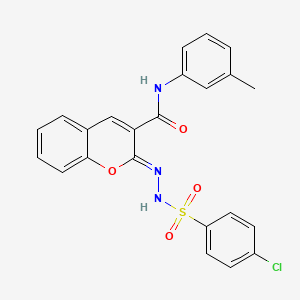 molecular formula C23H18ClN3O4S B2842407 (2Z)-2-[(4-chlorophenyl)sulfonylhydrazinylidene]-N-(3-methylphenyl)chromene-3-carboxamide CAS No. 866346-96-5