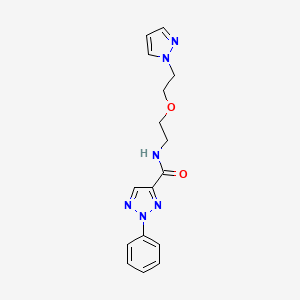 molecular formula C16H18N6O2 B2842412 N-(2-(2-(1H-吡唑-1-基)乙氧基)乙基)-2-苯基-2H-1,2,3-三唑-4-甲酰胺 CAS No. 2034389-56-3