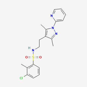 molecular formula C19H21ClN4O2S B2842417 3-氯-N-(2-(3,5-二甲基-1-(吡啶-2-基)-1H-吡唑-4-基)乙基)-2-甲基苯基磺酰胺 CAS No. 2034257-36-6