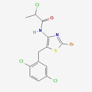 molecular formula C13H10BrCl3N2OS B2842425 N-[2-bromo-5-(2,5-dichlorobenzyl)-1,3-thiazol-4-yl]-2-chloropropanamide CAS No. 852933-27-8