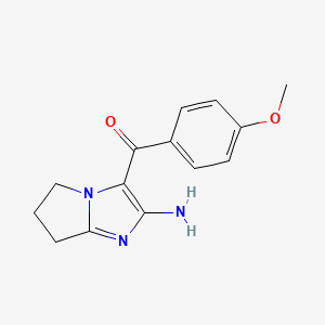 molecular formula C14H15N3O2 B2842446 (2-amino-6,7-dihydro-5H-pyrrolo[1,2-a]imidazol-3-yl)(4-methoxyphenyl)methanone CAS No. 352554-39-3