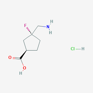 molecular formula C7H13ClFNO2 B2842448 (1R,3R)-3-(Aminomethyl)-3-fluorocyclopentane-1-carboxylic acid;hydrochloride CAS No. 2361610-37-7
