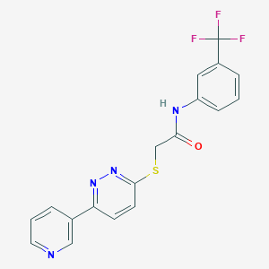 molecular formula C18H13F3N4OS B2842455 2-(6-吡啶-3-基吡啶并[3,2-d]嘧啶-3-基)硫醇基-N-[3-(三氟甲基)苯基]乙酰胺 CAS No. 872701-71-8