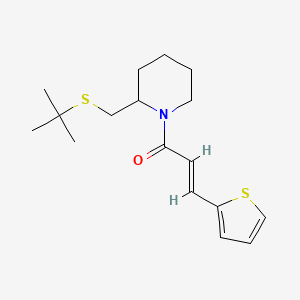 (E)-1-(2-((tert-butylthio)methyl)piperidin-1-yl)-3-(thiophen-2-yl)prop-2-en-1-one