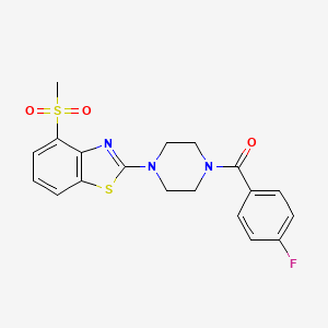 molecular formula C19H18FN3O3S2 B2842461 (4-氟苯基)(4-(4-(甲磺基)苯并[d]噻唑-2-基)哌嗪-1-基)甲酮 CAS No. 941918-61-2