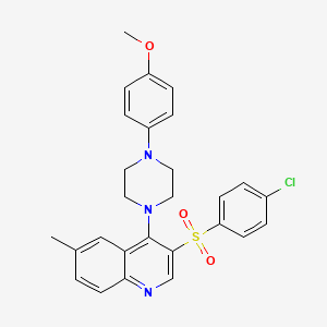 molecular formula C27H26ClN3O3S B2842463 3-((4-氯苯基)磺酰)-4-(4-(4-甲氧基苯基)哌嗪-1-基)-6-甲基喹啉 CAS No. 866845-24-1