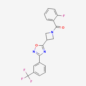 molecular formula C19H13F4N3O2 B2842478 (2-Fluorophenyl)(3-(3-(3-(trifluoromethyl)phenyl)-1,2,4-oxadiazol-5-yl)azetidin-1-yl)methanone CAS No. 1396680-63-9