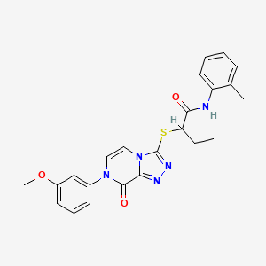 molecular formula C23H23N5O3S B2842481 2-((7-(3-methoxyphenyl)-8-oxo-7,8-dihydro-[1,2,4]triazolo[4,3-a]pyrazin-3-yl)thio)-N-(o-tolyl)butanamide CAS No. 1243096-17-4