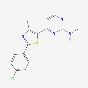molecular formula C15H13ClN4S B2842482 4-[2-(4-chlorophenyl)-4-methyl-1,3-thiazol-5-yl]-N-methylpyrimidin-2-amine CAS No. 499796-97-3