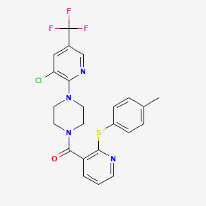 [4-[3-Chloro-5-(trifluoromethyl)pyridin-2-yl]piperazin-1-yl]-[2-(4-methylphenyl)sulfanylpyridin-3-yl]methanone
