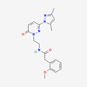 molecular formula C20H23N5O3 B2842493 N-(2-(3-(3,5-dimethyl-1H-pyrazol-1-yl)-6-oxopyridazin-1(6H)-yl)ethyl)-2-(2-methoxyphenyl)acetamide CAS No. 1351630-24-4