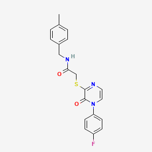 molecular formula C20H18FN3O2S B2842495 2-[4-(4-fluorophenyl)-3-oxopyrazin-2-yl]sulfanyl-N-[(4-methylphenyl)methyl]acetamide CAS No. 942034-28-8