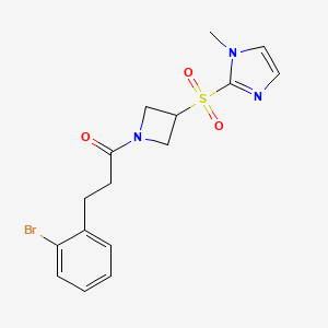 molecular formula C16H18BrN3O3S B2842501 3-(2-溴苯基)-1-(3-((1-甲基-1H-咪唑-2-基)磺酰基)吖啶-1-基)丙酮 CAS No. 2320467-50-1