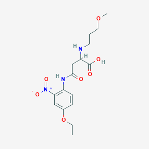 molecular formula C16H23N3O7 B2842505 4-((4-Ethoxy-2-nitrophenyl)amino)-2-((3-methoxypropyl)amino)-4-oxobutanoic acid CAS No. 1104387-11-2