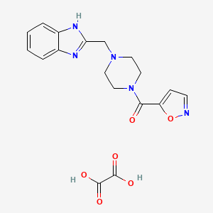 molecular formula C18H19N5O6 B2842522 (4-((1H-benzo[d]imidazol-2-yl)methyl)piperazin-1-yl)(isoxazol-5-yl)methanone oxalate CAS No. 1351591-79-1
