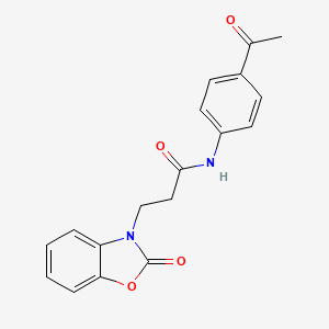 molecular formula C18H16N2O4 B2842524 N-(4-acetylphenyl)-3-(2-oxo-1,3-benzoxazol-3-yl)propanamide CAS No. 851989-22-5