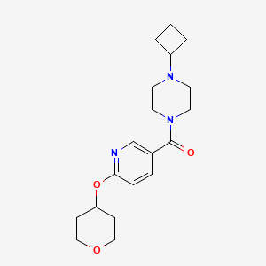 molecular formula C19H27N3O3 B2842526 (4-cyclobutylpiperazin-1-yl)(6-((tetrahydro-2H-pyran-4-yl)oxy)pyridin-3-yl)methanone CAS No. 1154322-78-7