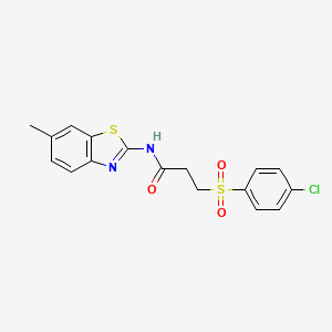 3-(4-chlorobenzenesulfonyl)-N-(6-methyl-1,3-benzothiazol-2-yl)propanamide