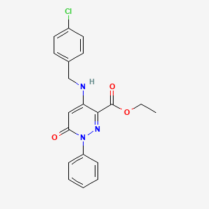 molecular formula C20H18ClN3O3 B2842534 乙酸4-((4-氯苯甲基)氨基)-6-氧代-1-苯基-1,6-二氢吡啶-3-羧酸酯 CAS No. 921899-86-7