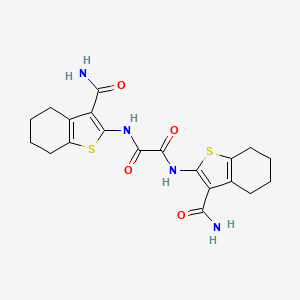 molecular formula C20H22N4O4S2 B2842537 N,N'-bis(3-carbamoyl-4,5,6,7-tetrahydro-1-benzothiophen-2-yl)ethanediamide CAS No. 301233-82-9